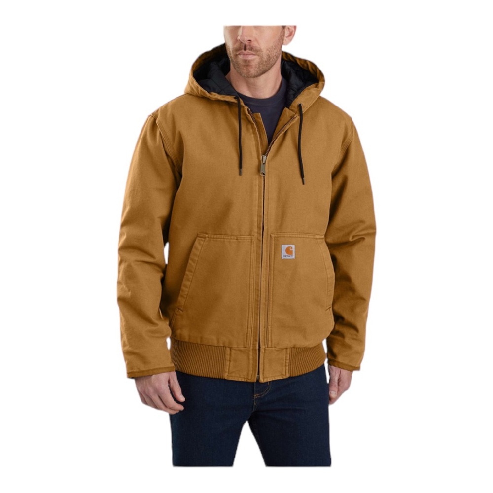 Cathartt Loose Fit Insulated Duck Jacket Brown Ribbed Sleeve Winter Coat M